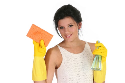 Professional janitorial cleaning in a modern business facility