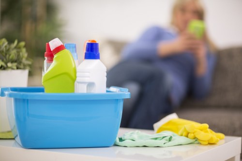 Professional office cleaning in a modern reception area