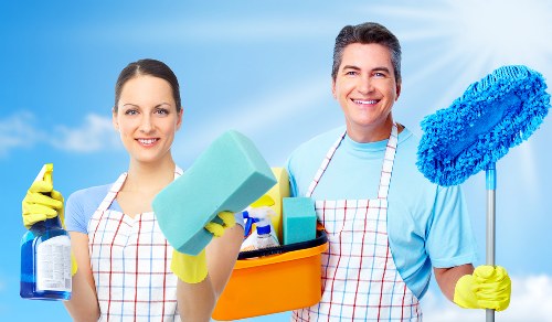 Commercial office cleaning in a polished modern workplace